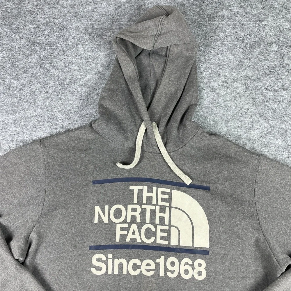 The North Face Hoodie Mens M Gray Since 1968 Pullover Half Dome Fleece